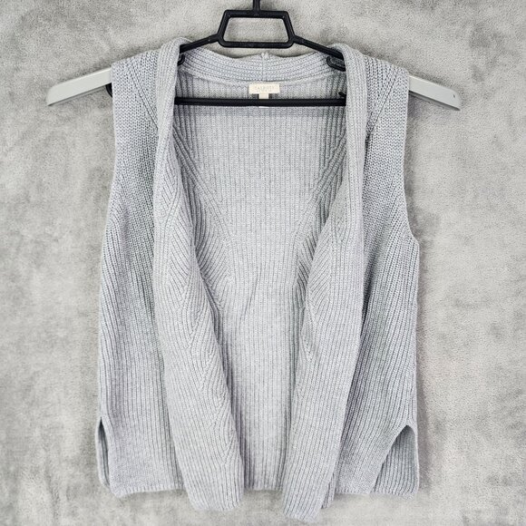 Womens Gray Talbots Petite Cable Knit Open Front Cardigan Vest Sweater Size SP - Picture 2 of 10